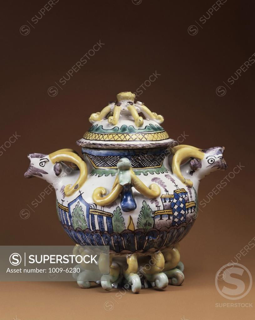 Stock Photo: 1009-6230 Ceramic Vessel - Russian Decorative Art  18th Century Hermitage Museum, St. Petersburg   