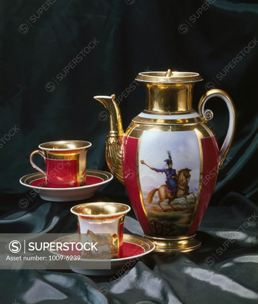 Stock Photo: 1009-6239 Porcelain Service of the Sidoroff Factory, 15th Century, Russian Decorative Art, Russia, St. Petersburg, Russian Art Hermitage Museum