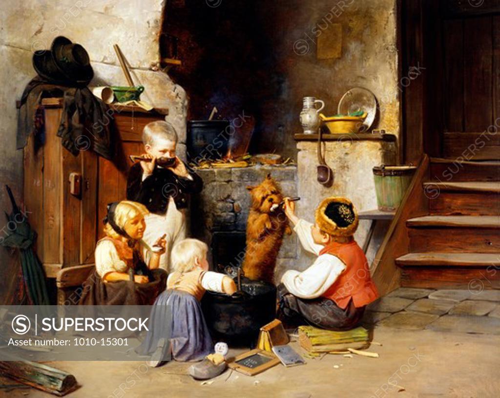 Stock Photo: 1010-15301 Licking the Pot Clean by Fritz Sonderland, painting, 1836-1896