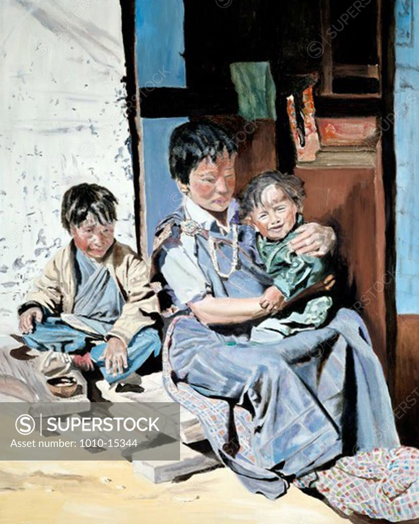 Stock Photo: 1010-15344 The Hostess and the Children by Carl Berman, 1915-1990