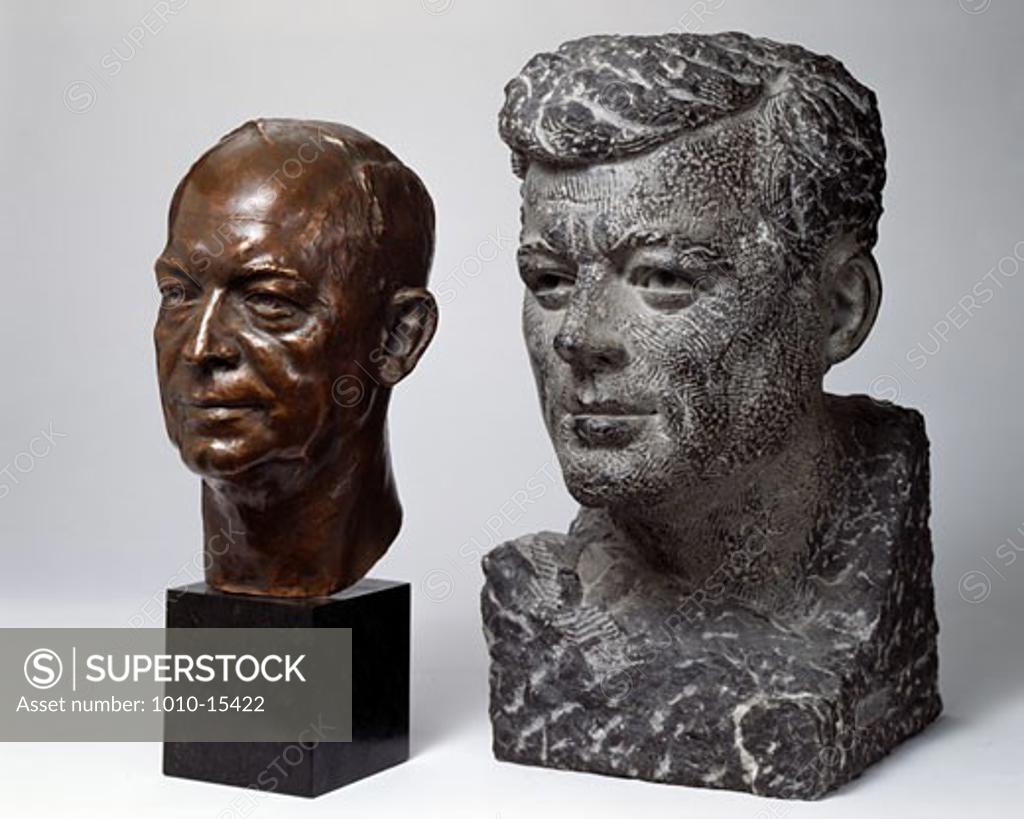 Stock Photo: 1010-15422 Bust of Presidents Eisenhower And Kennedy by unknown artist, sculpture