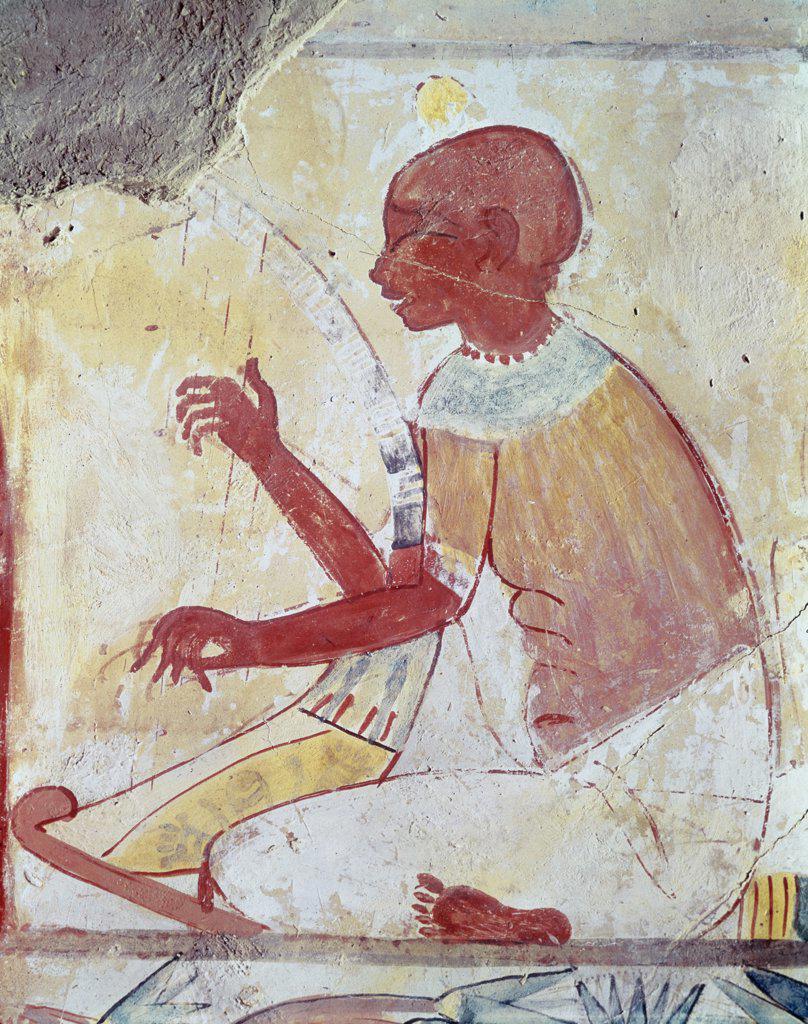 Blind Harpist Singing Nouvel Empire-XVIII, Eme Dynasty, 1556-1314 B.C. Egyptian Art Tomb of Nakht, Egypt