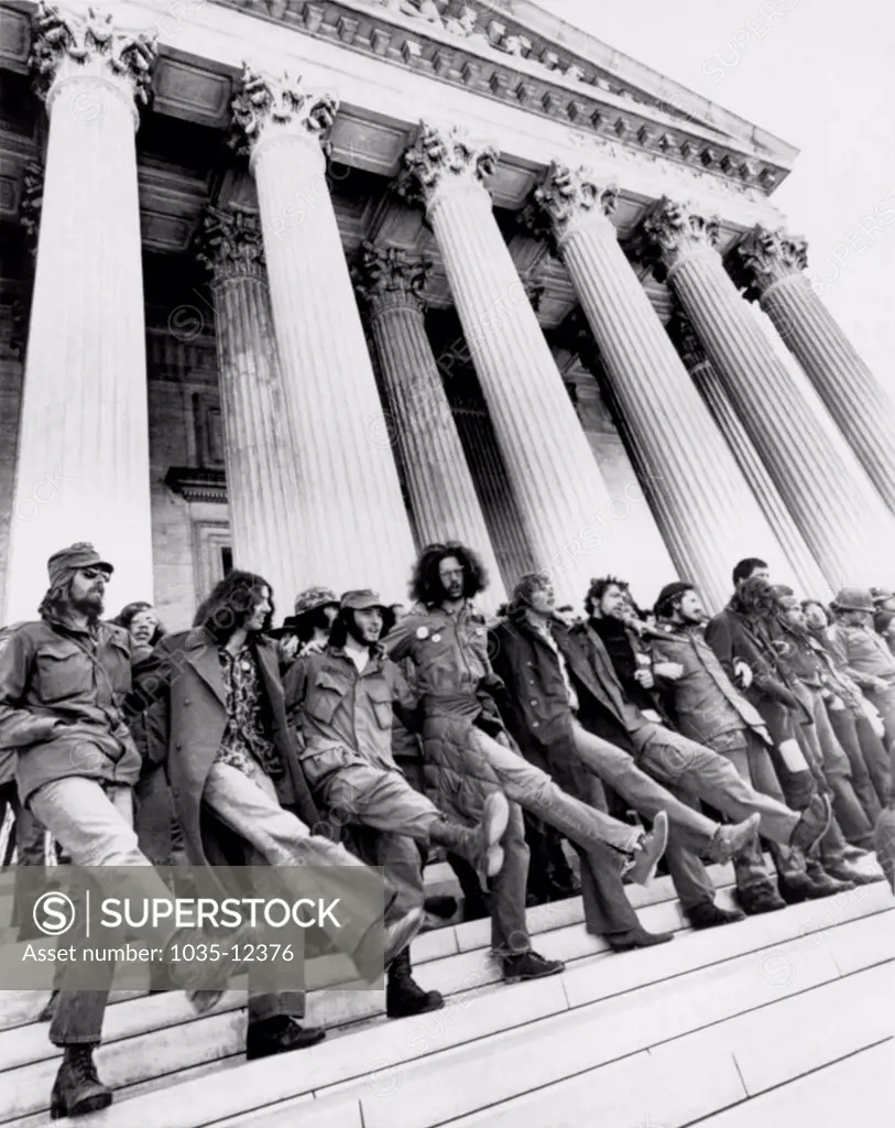 Washington, D.C.,  April 22, 1971 Viet Nam veterans, who are opposed to the war in Viet Nam, demonstrate on the steps of the Supreme Court Building.