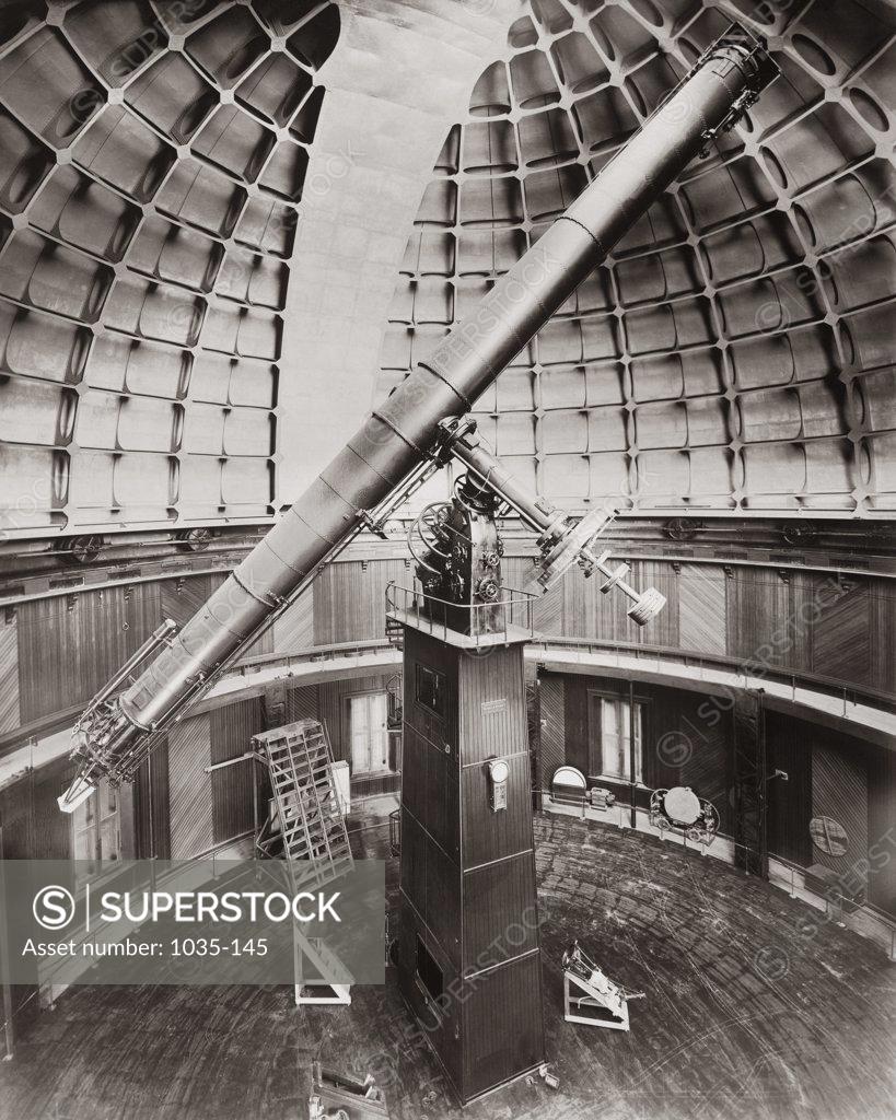 Stock Photo: 1035-145 Refracting telescope in a research center, Lick Observatory, Mt Hamilton, California, USA