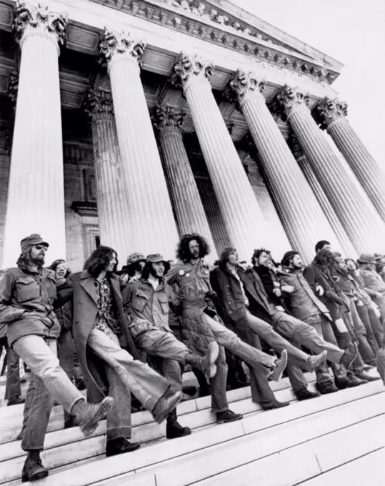 Washington, D.C.,  April 22, 1971 Viet Nam veterans, who are opposed to the war in Viet Nam, demonstrate on the steps of the Supreme Court Building.