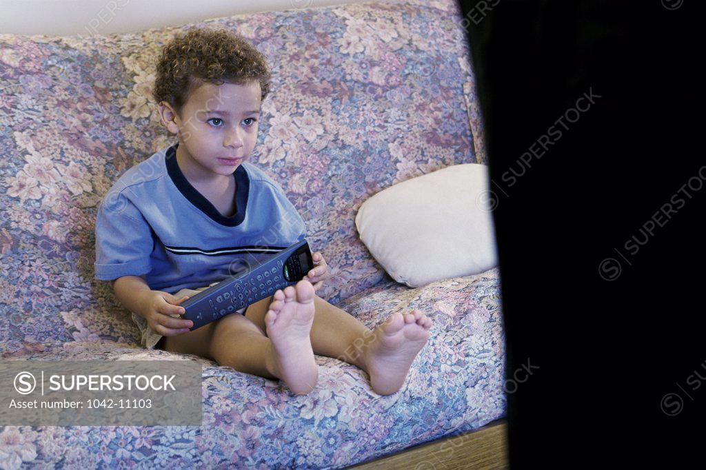 Stock Photo: 1042-11103 Boy watching television