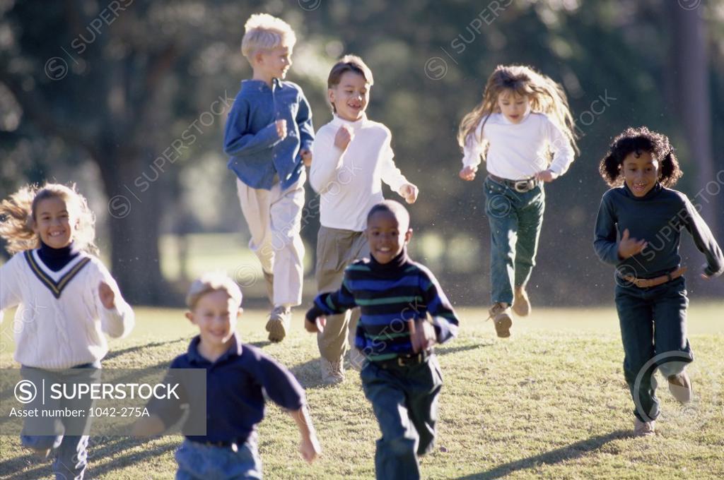 Stock Photo: 1042-275A Group of children running