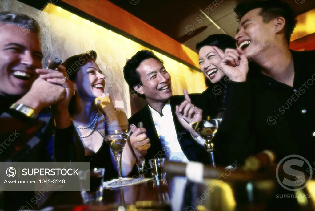 Group of mid adult people in a bar