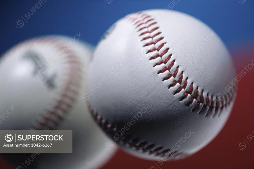 Stock Photo: 1042-6267 Close-up of two baseballs