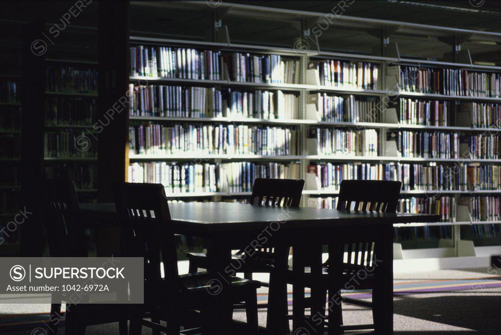 Stock Photo: 1042-6972A Bookshelves in a library