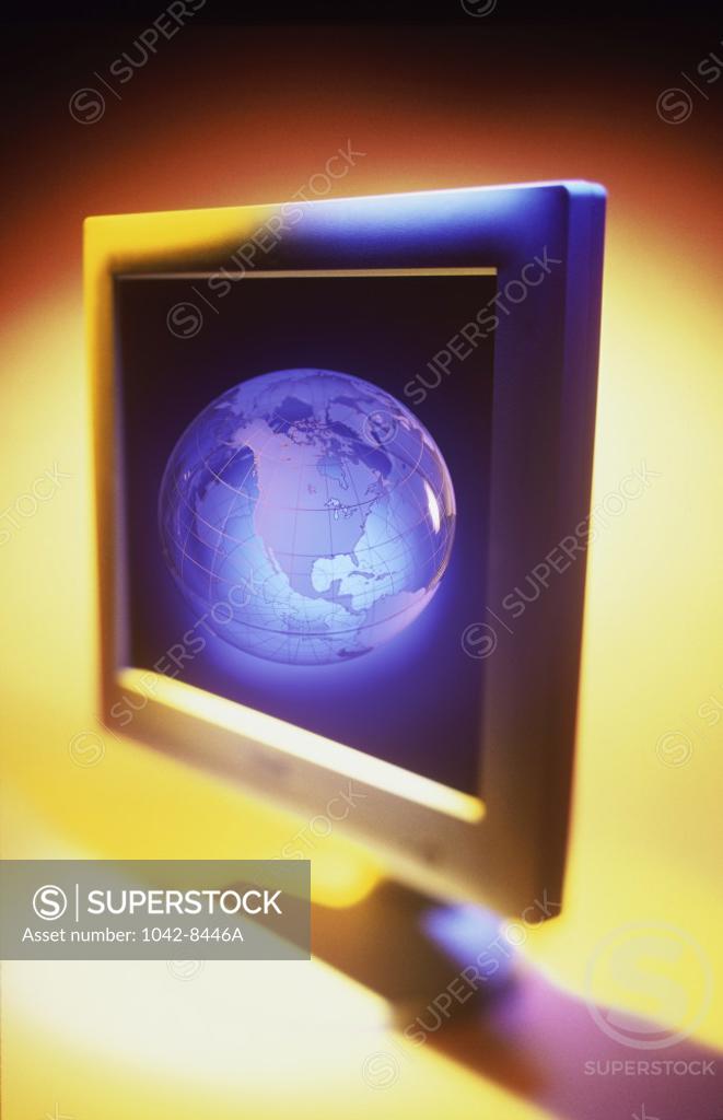 Stock Photo: 1042-8446A Computer monitor with a globe