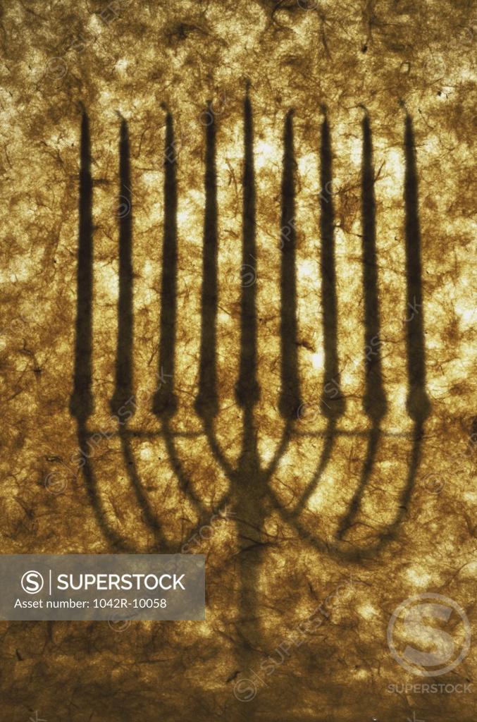 Stock Photo: 1042R-10058 Shadow of a menorah