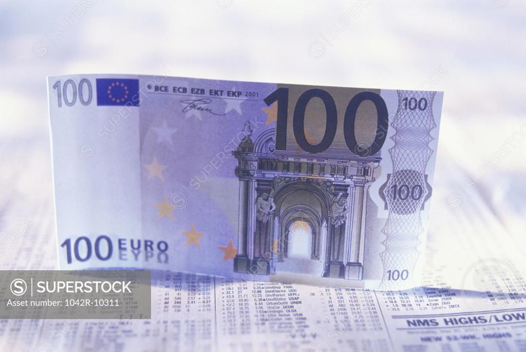 Stock Photo: 1042R-10311 Close-up of a euro banknote