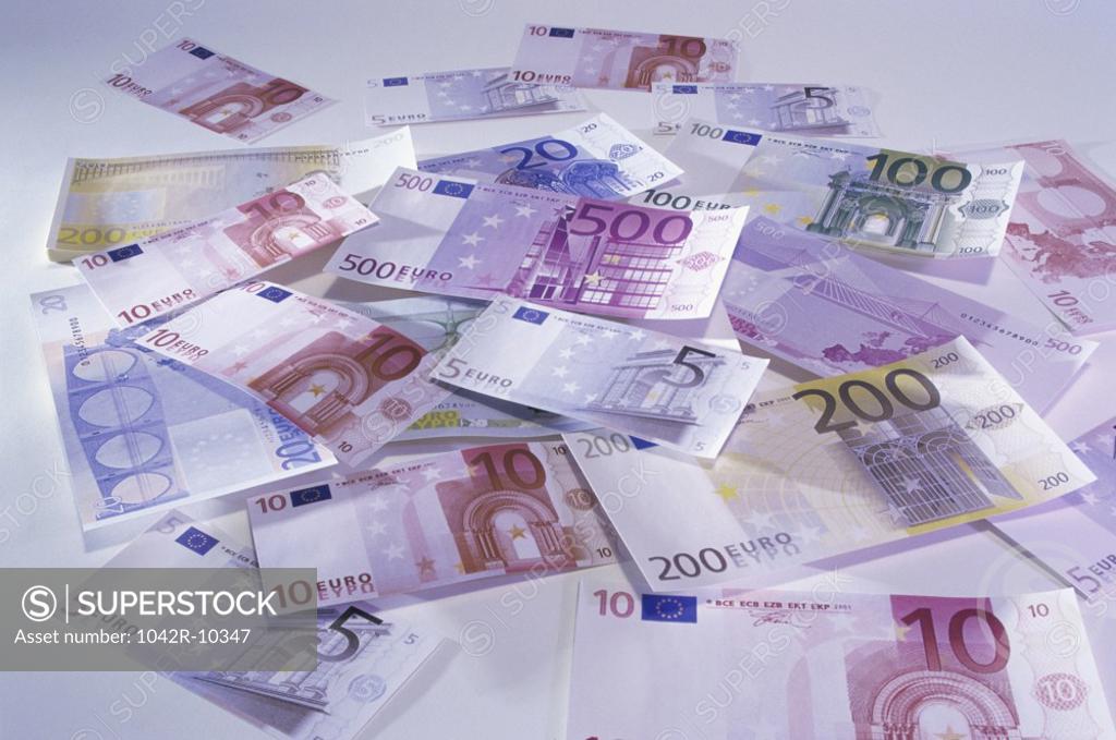 Stock Photo: 1042R-10347 Euro banknotes