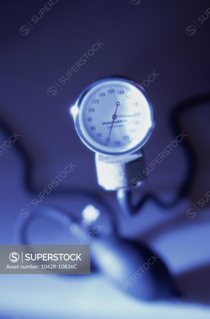 Stock Photo: 1042R-10836C Close-up of a blood pressure gauge