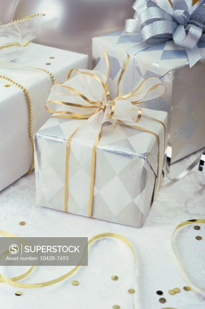 Stock Photo: 1042R-7693 Close-up of a wrapped gift