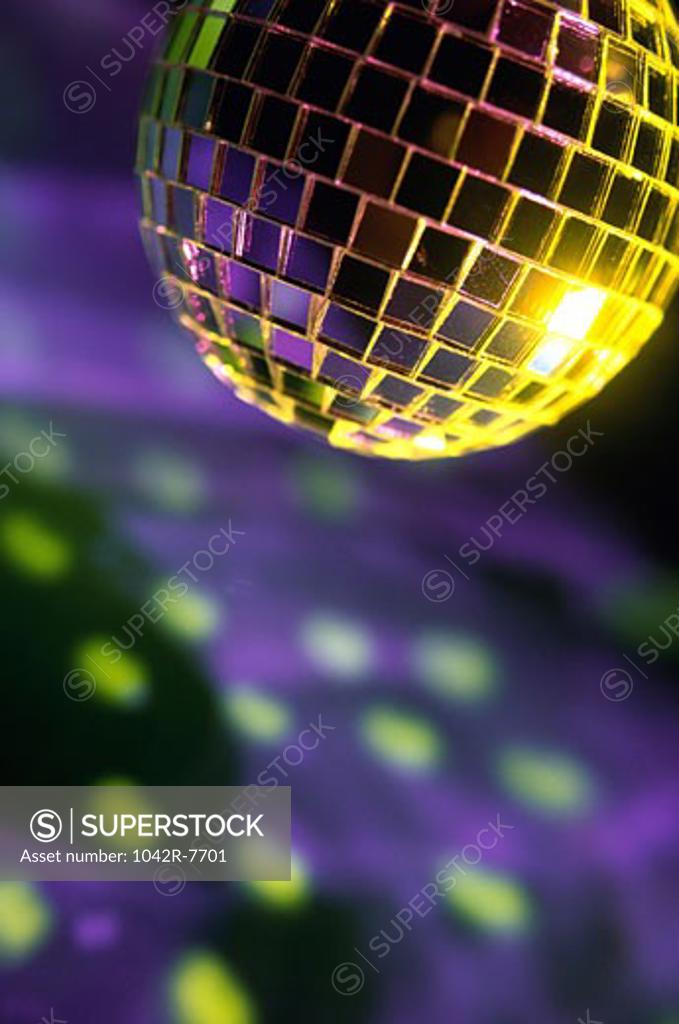 Stock Photo: 1042R-7701 Close-up of a mirrored disco ball
