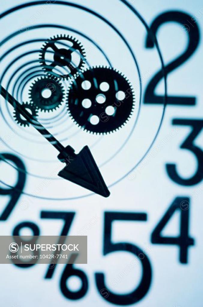 Stock Photo: 1042R-7741 Numbers with gears and arrow