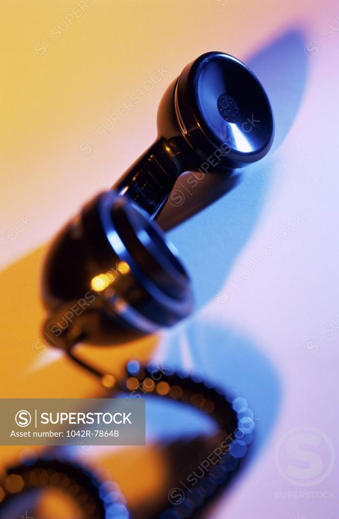 Stock Photo: 1042R-7864B Close-up of a telephone receiver