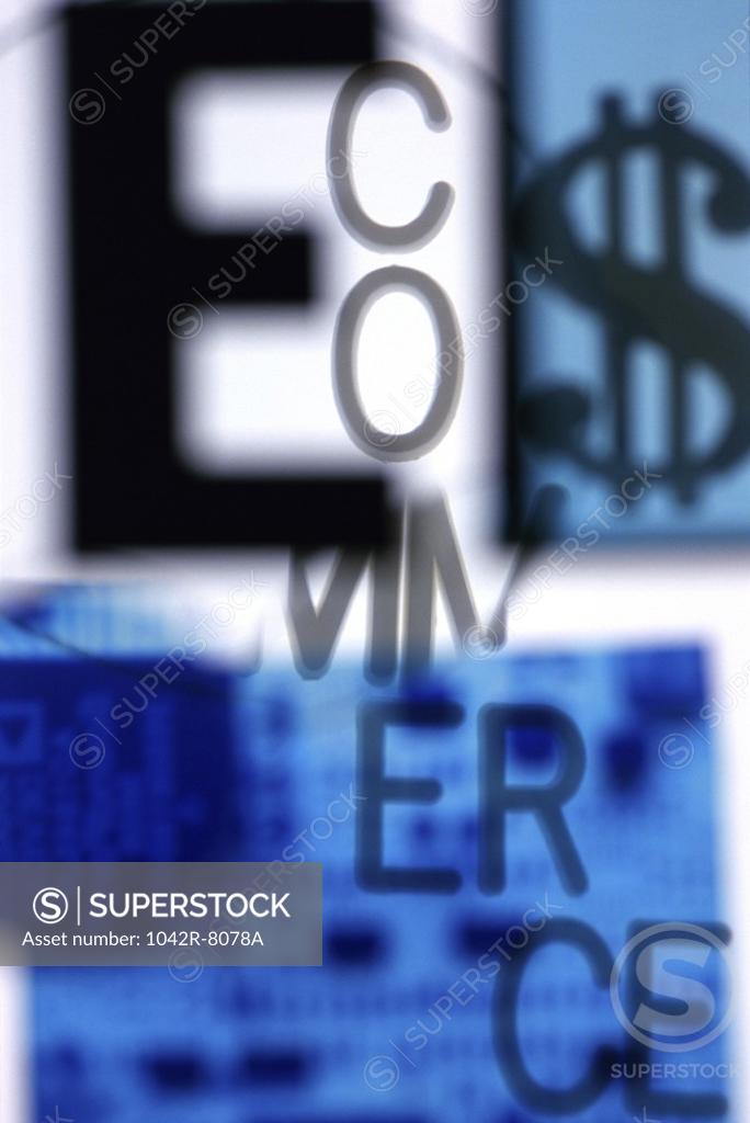 Stock Photo: 1042R-8078A Superimposed dollar sign and ecommerce