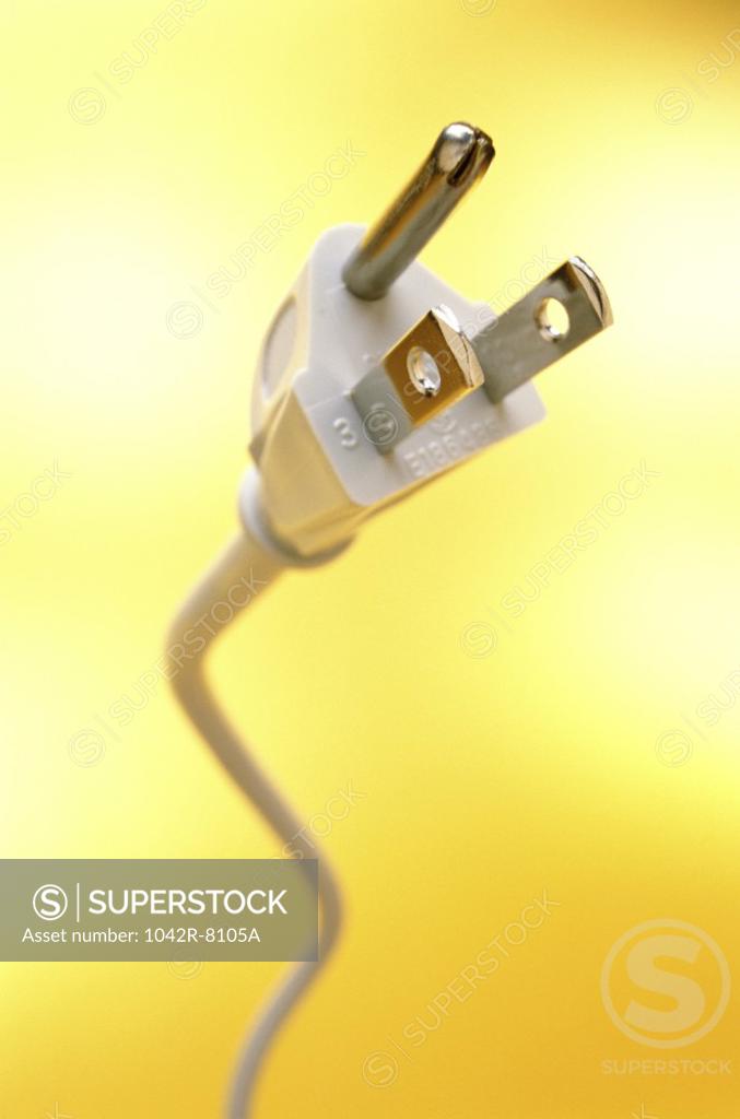 Stock Photo: 1042R-8105A Close-up of a three pin electric plug