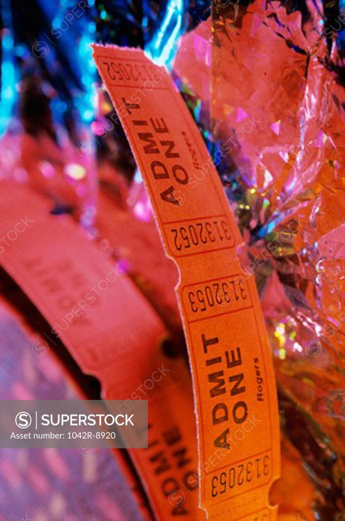 Stock Photo: 1042R-8920 Close-up of opera ticket stubs