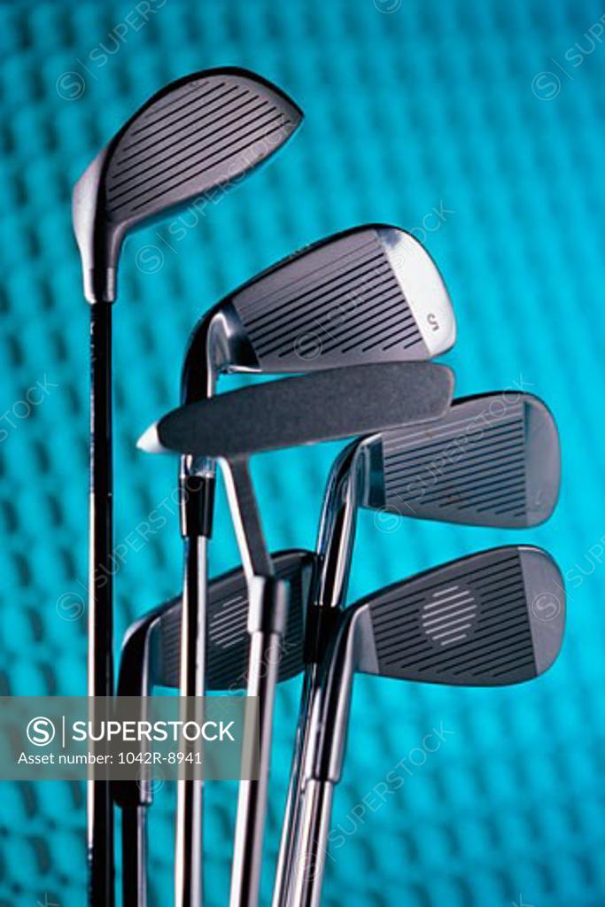 Stock Photo: 1042R-8941 Close-up of golf clubs