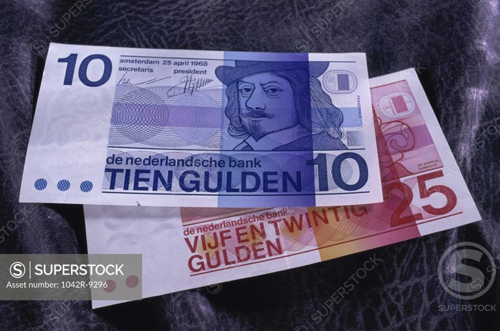 Stock Photo: 1042R-9296 Close-up of Dutch currency