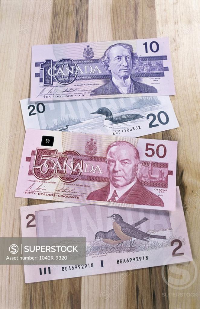 Stock Photo: 1042R-9320 Canadian banknotes