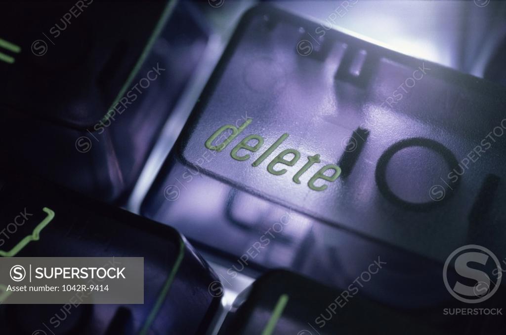 Stock Photo: 1042R-9414 Close-up of the delete key on a computer keyboard
