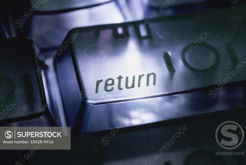 Stock Photo: 1042R-9416 Close-up of the return key on a computer keyboard