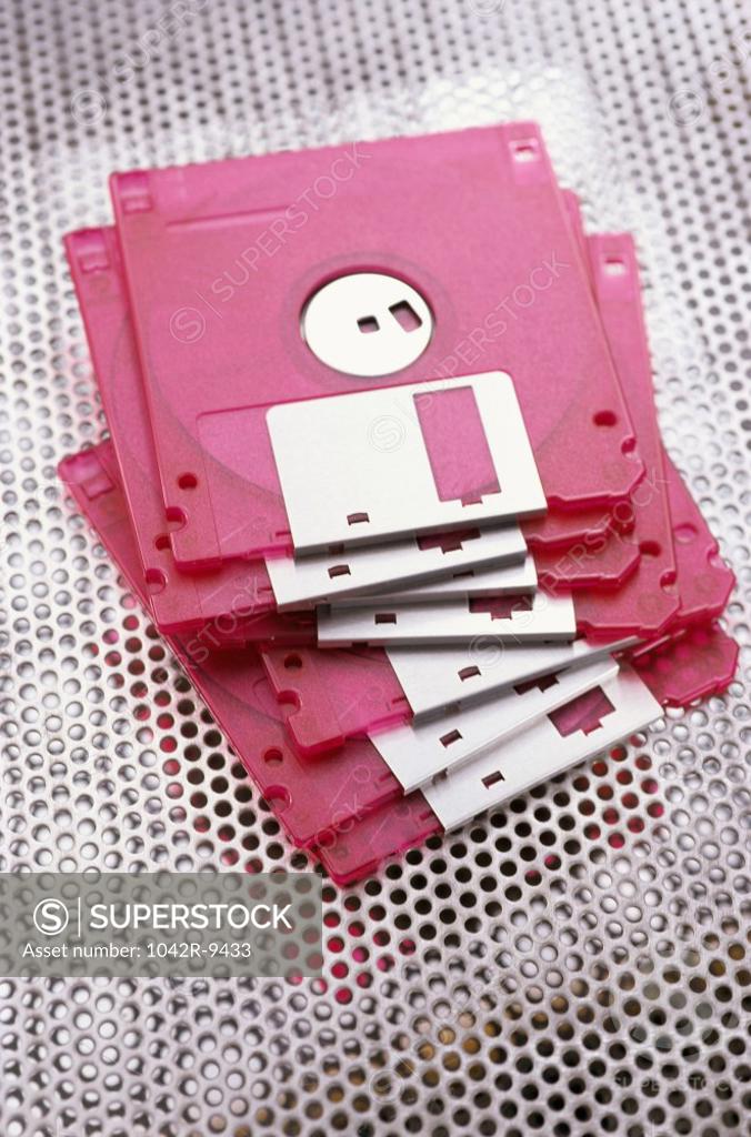 Stock Photo: 1042R-9433 Close-up of a stack of floppy disks