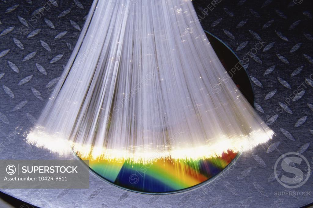 Stock Photo: 1042R-9611 Close-up of fiber optics on a CD