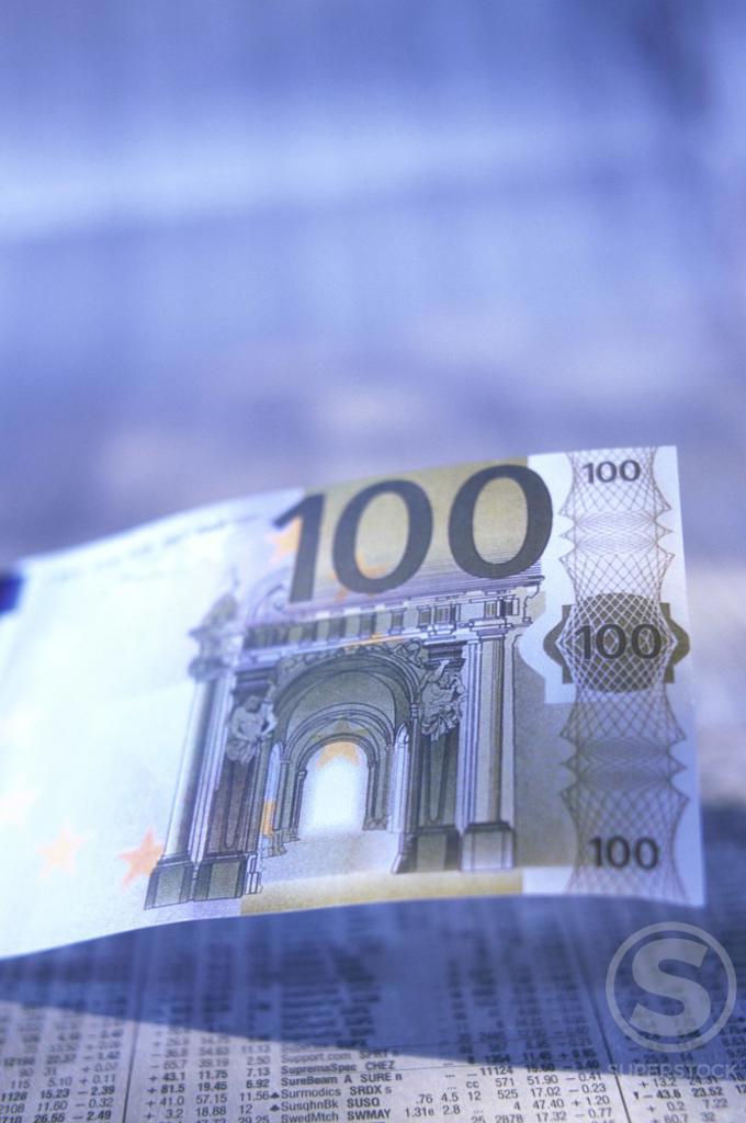 Close-up of a euro banknote