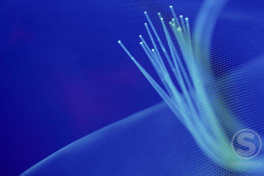 Close-up of fiber optic cables