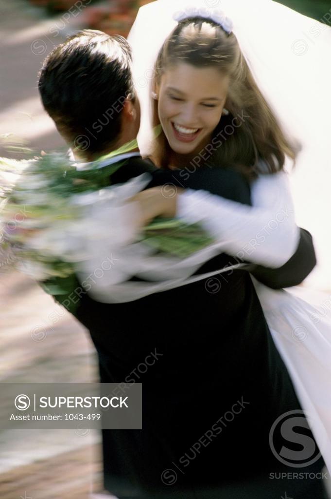 Stock Photo: 1043-499 High angle view of a newlywed couple dancing