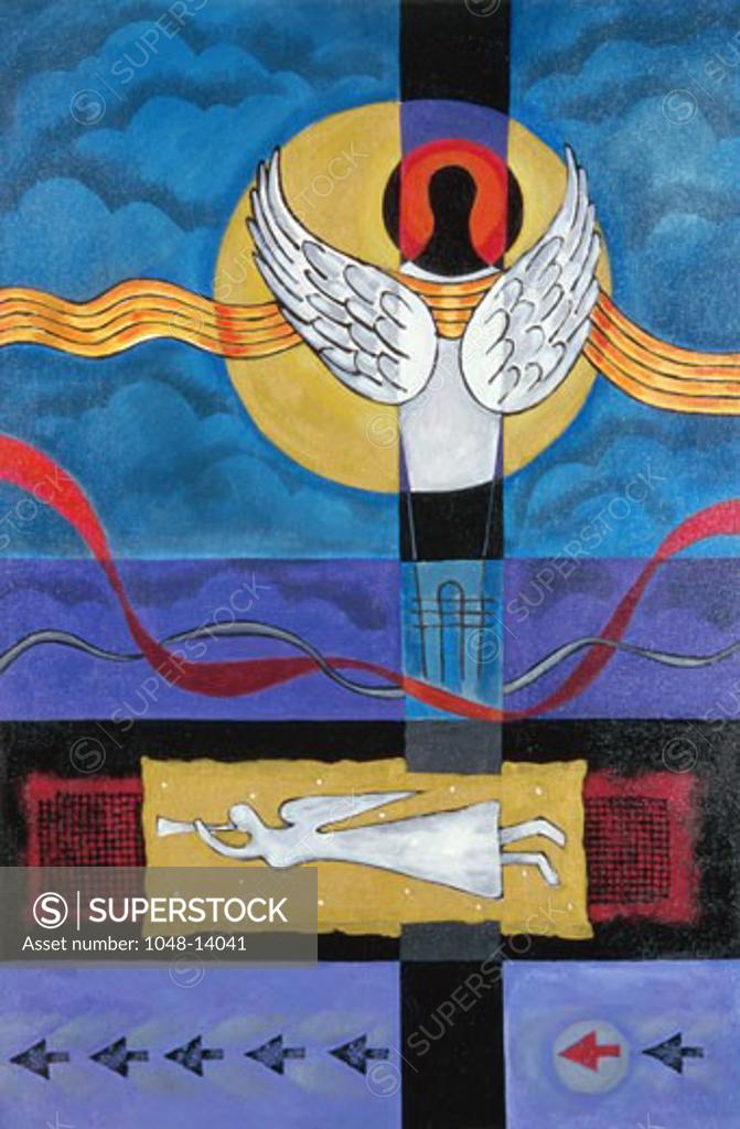 Stock Photo: 1048-14041 Flying Angel Bharati Chaudhuri (b.1951 Indian) Acrylic on canvas