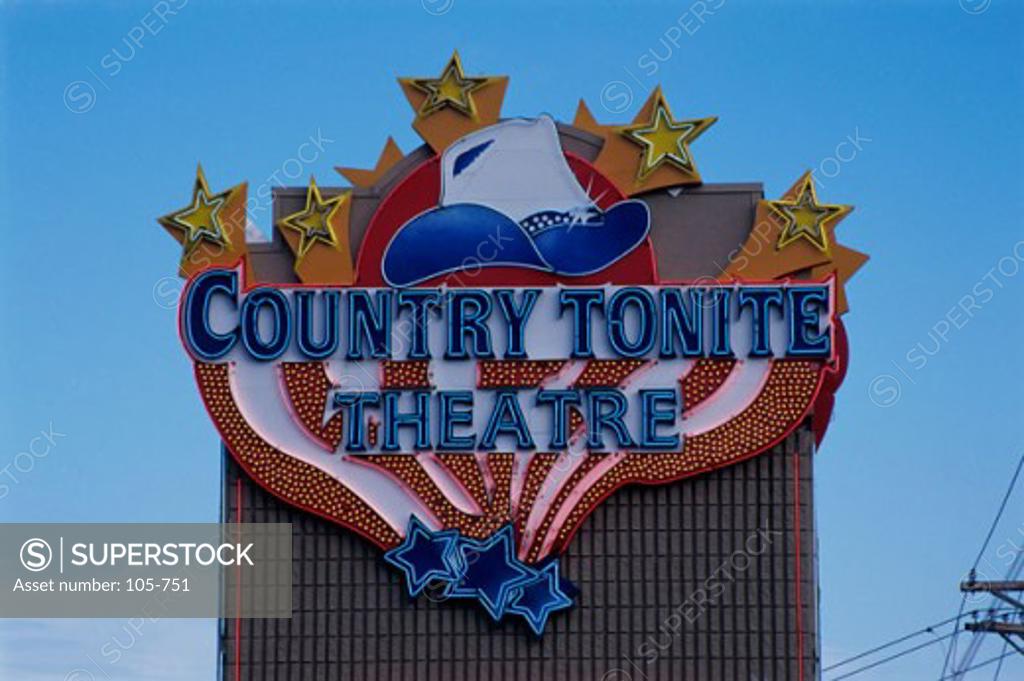 Stock Photo: 105-751 Neon sign of the Country Tonight Theatre, Branson, Missouri, USA