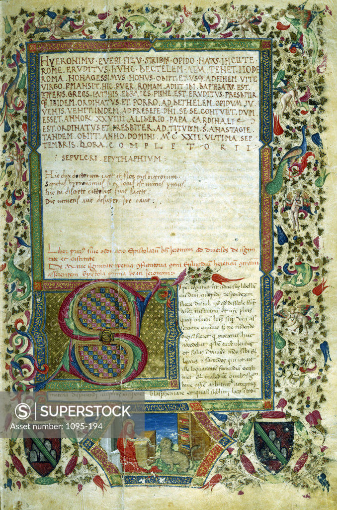 Stock Photo: 1095-194 Saint Jerome,  Epistolae,  manuscript,  USA,  Chicago,  Newberry Library