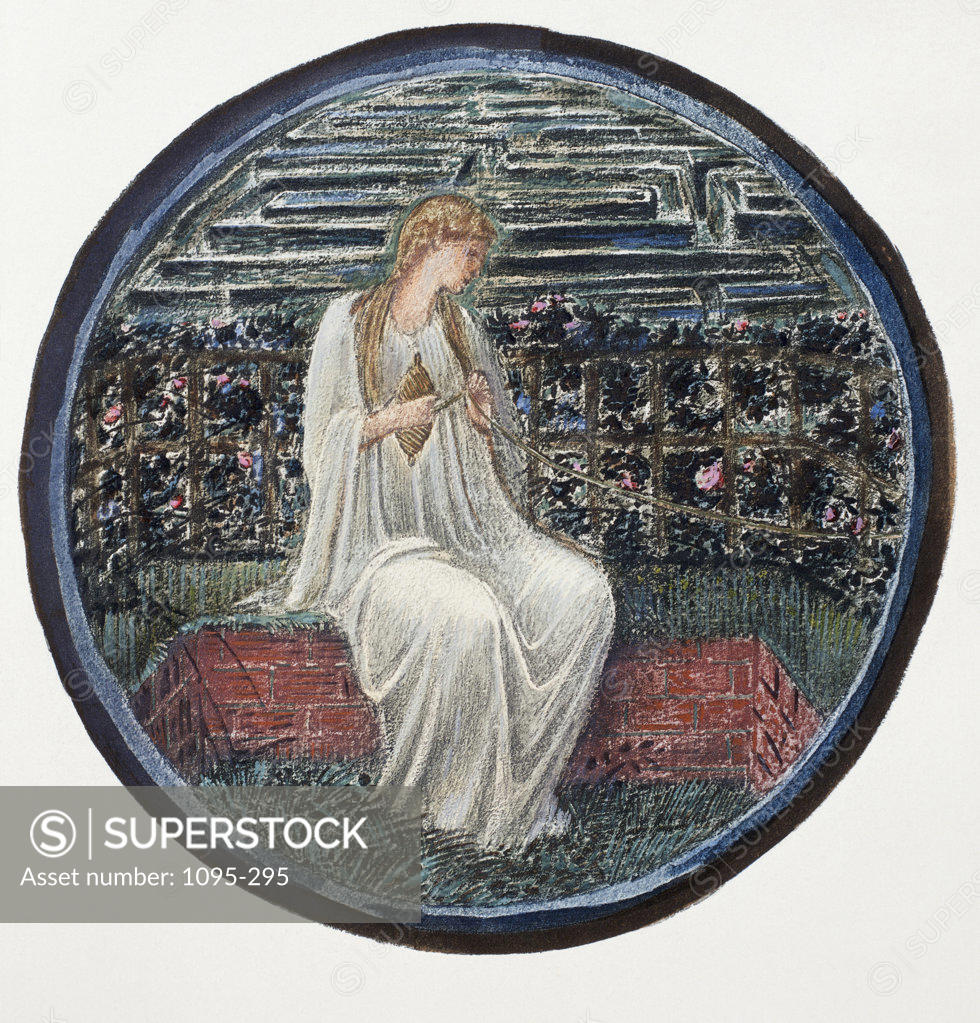 Stock Photo: 1095-295 Love In A Tangle.  Fair Rosamond In Her Labyrinth. From "The Flower Book" 1905 Burne-Jones, Edward(1833-1898 British) Newberry Library, Chicago, Illinois, USA 