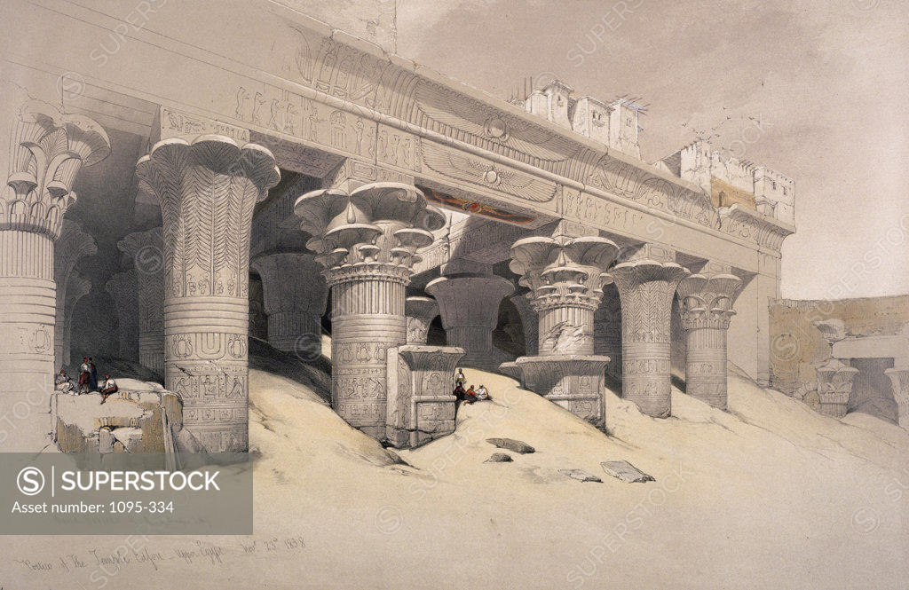 Stock Photo: 1095-334 Portico Of The Temple Of Edfou, Upper Egypt From "Egypt And Nubia" 1846-49 David Roberts (1796-1864 Scottish) Newberry Library, Chicago, Illinois, USA