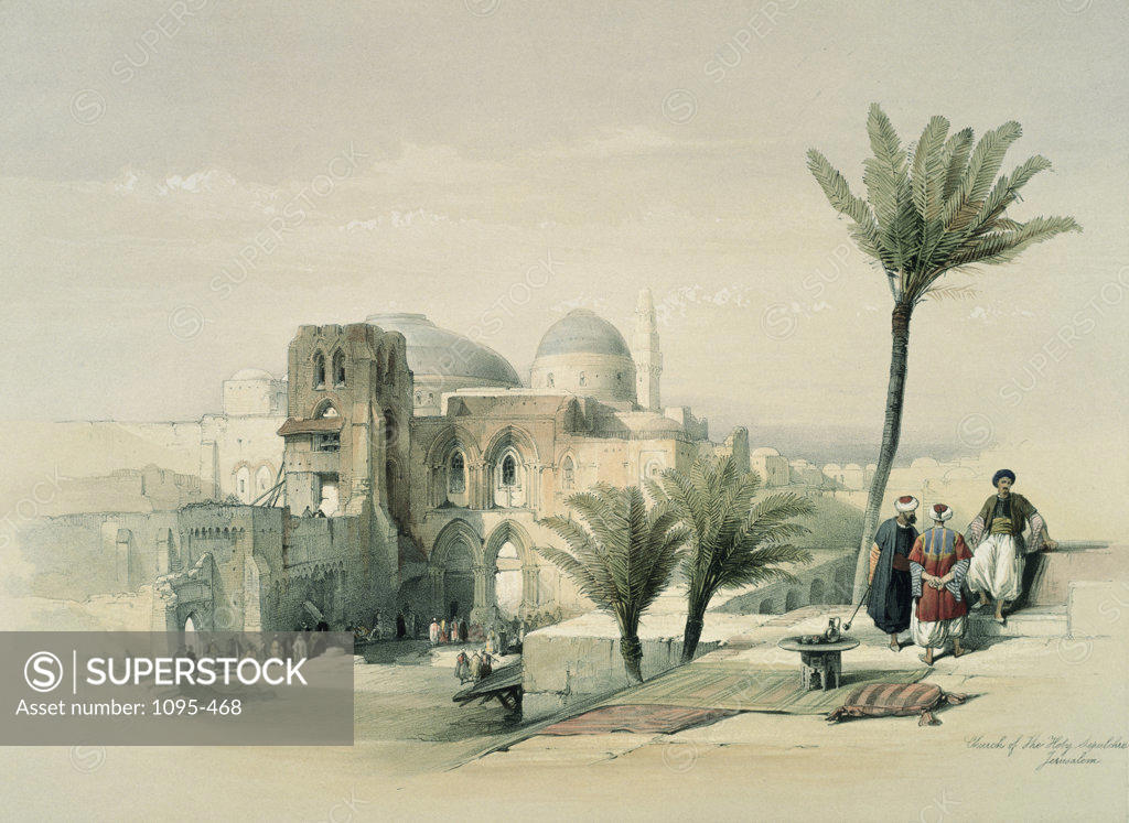Stock Photo: 1095-468 Exterior Of The Holy Sepulchre 1842-1849 David Roberts (1796-1864 Scottish) Newberry Library, Chicago, Illinois, USA