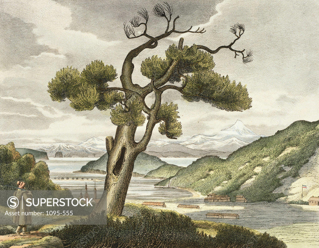 Stock Photo: 1095-555 View Of The Bay Of Avatcha At Kamtchatka 1826 Luis Choris (1795-1828 Russian) Illustration Newberry Library, Chicago, Illinois, USA
