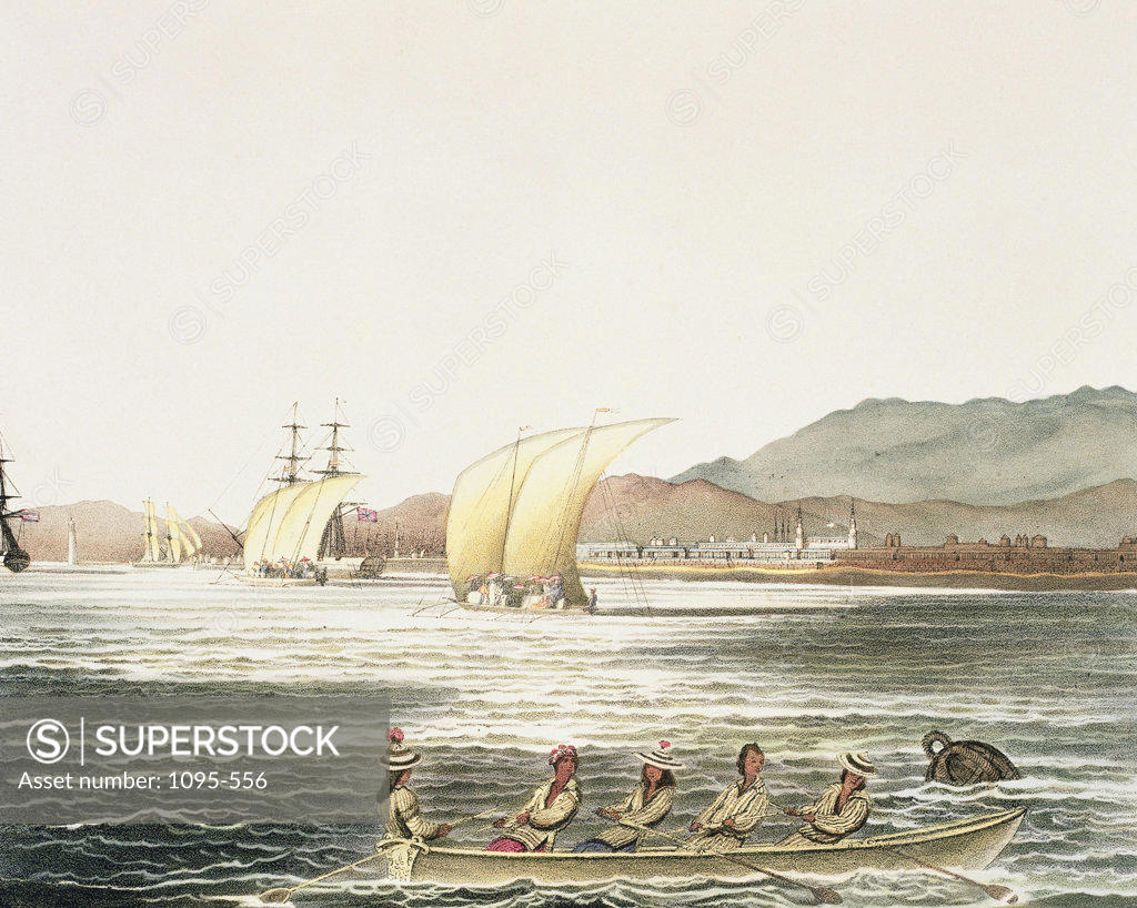 Stock Photo: 1095-556 View Of The City Of Manila, Phillipine Islands 1826 Luis Choris (1795-1828 Russian) Illustration;Newberry Library, Chicago, Illinois, USA