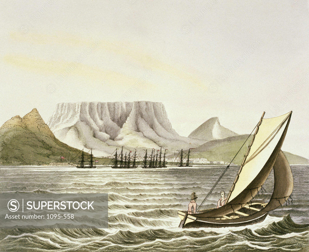 Stock Photo: 1095-558 View Of The City Of The Cape Of Good Hope 1826 Luis Choris (1795-1828 Russian) Illustration Newberry Library, Chicago, Illinois, USA