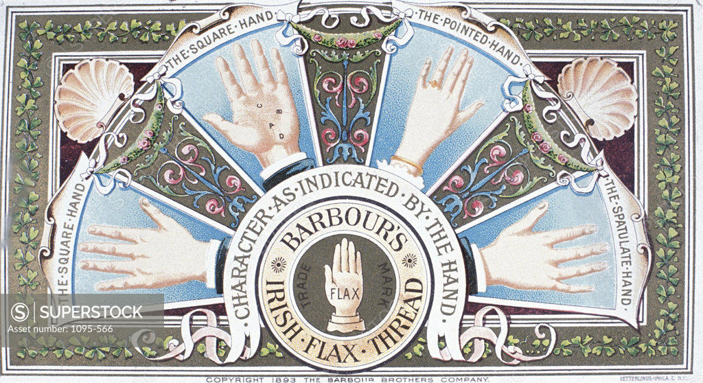Stock Photo: 1095-566 Barbour's Irish Flax Thread,  Trade Cards,  USA,  Illinois,  Chicago,  Newberry Library,  19th Century
