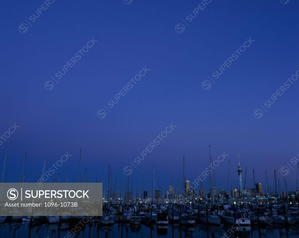 Stock Photo: 1096-1073B Sailboats moored in a harbor, Auckland, New Zealand