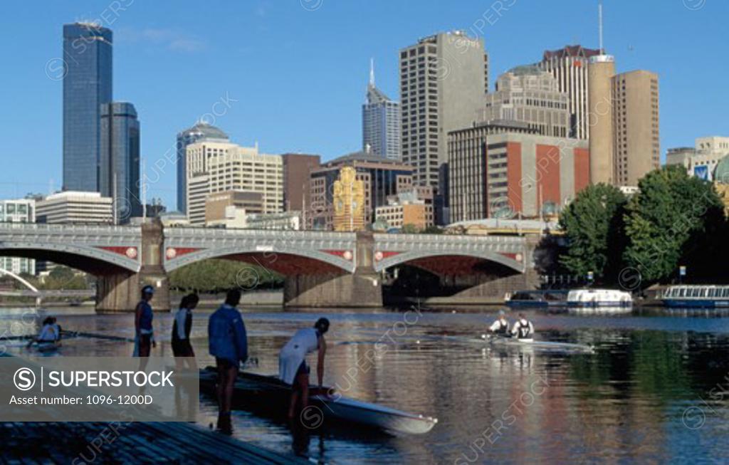 Stock Photo: 1096-1200D Arch bridge across a river, Prince's Bridge, Yarra River, Melbourne, Victoria, Australia