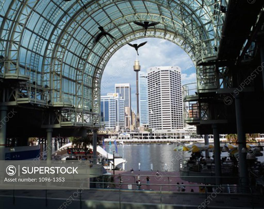 Stock Photo: 1096-1353 High angle view of a group of people in a shopping mall, Harbourside Shopping Centre, Darling Harbor, Sydney, New South Wales, Australia