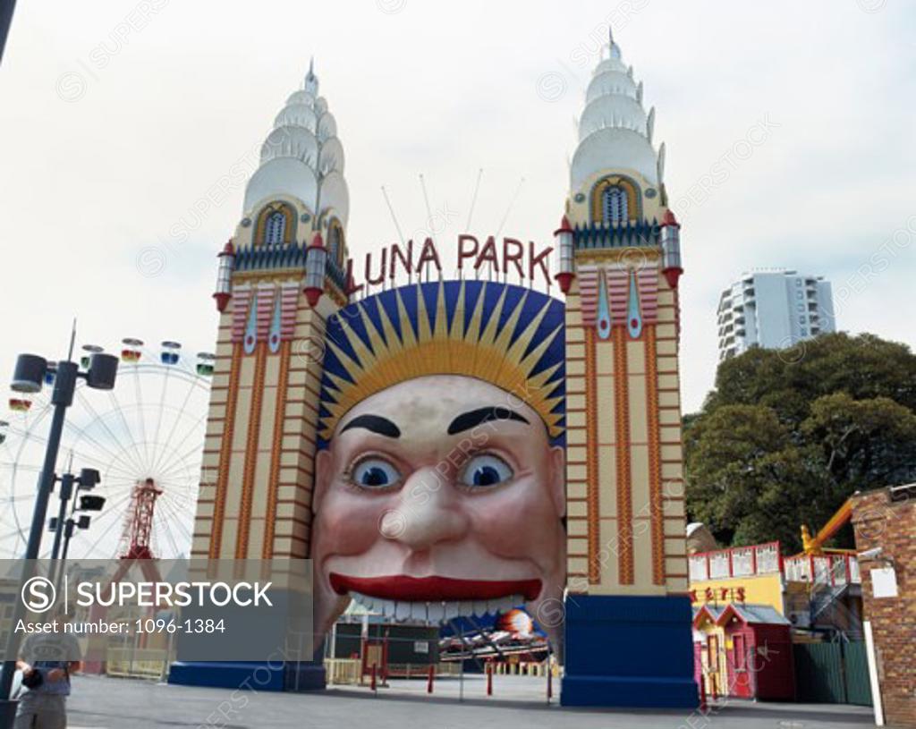 Stock Photo: 1096-1384 Entrance of an amusement park, Luna Park, Sydney, New South Wales, Australia